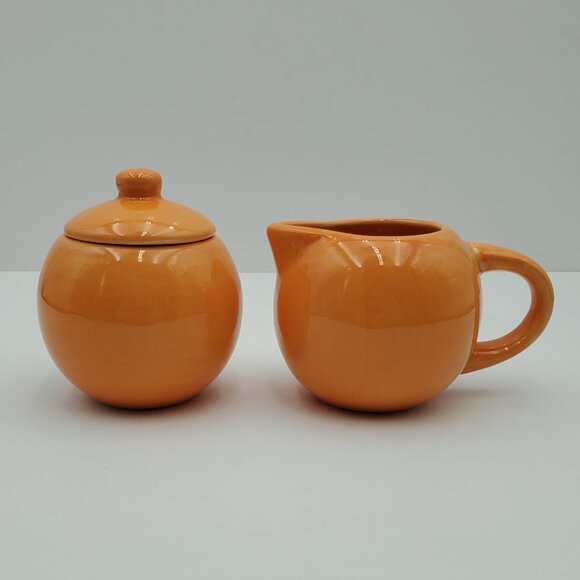 Tabletops Unlimited Playa Orange Creamer & Sugar Set Sugar Bowl and Creamer - Picture 1 of 8